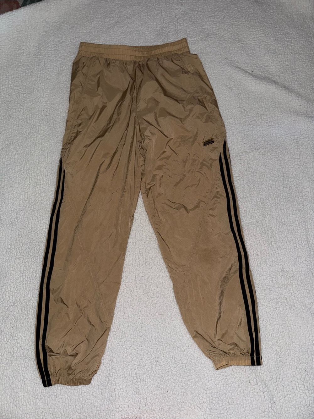 Women’s Adidas Tan Pants with Black Side Stripes
